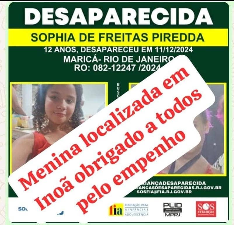 Atualização sobre o Desaparecimento de Sophia de Freitas Piredda